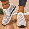 Fashion Fashion Embroidered Wedges Shoes for Woman Summer Mesh Breathable Platform Sneakers Women Lightweight Slip On Casual Sport Shoes