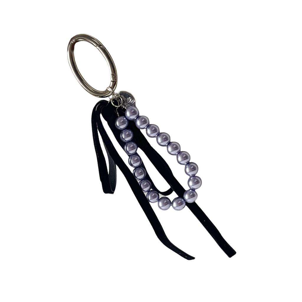 Lovely Ribbon Bowknot Pearls Keychain Pendant Bag Phone Pendant Women Backpack Handbag Charm Lovely Decoration