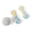 Squeaky Dog Toy Rubber Textured Barbell Bone Ball Dog Chew Toy Teeth Cleaning Toy for Aggressive Chewers Interactive Fetch Play