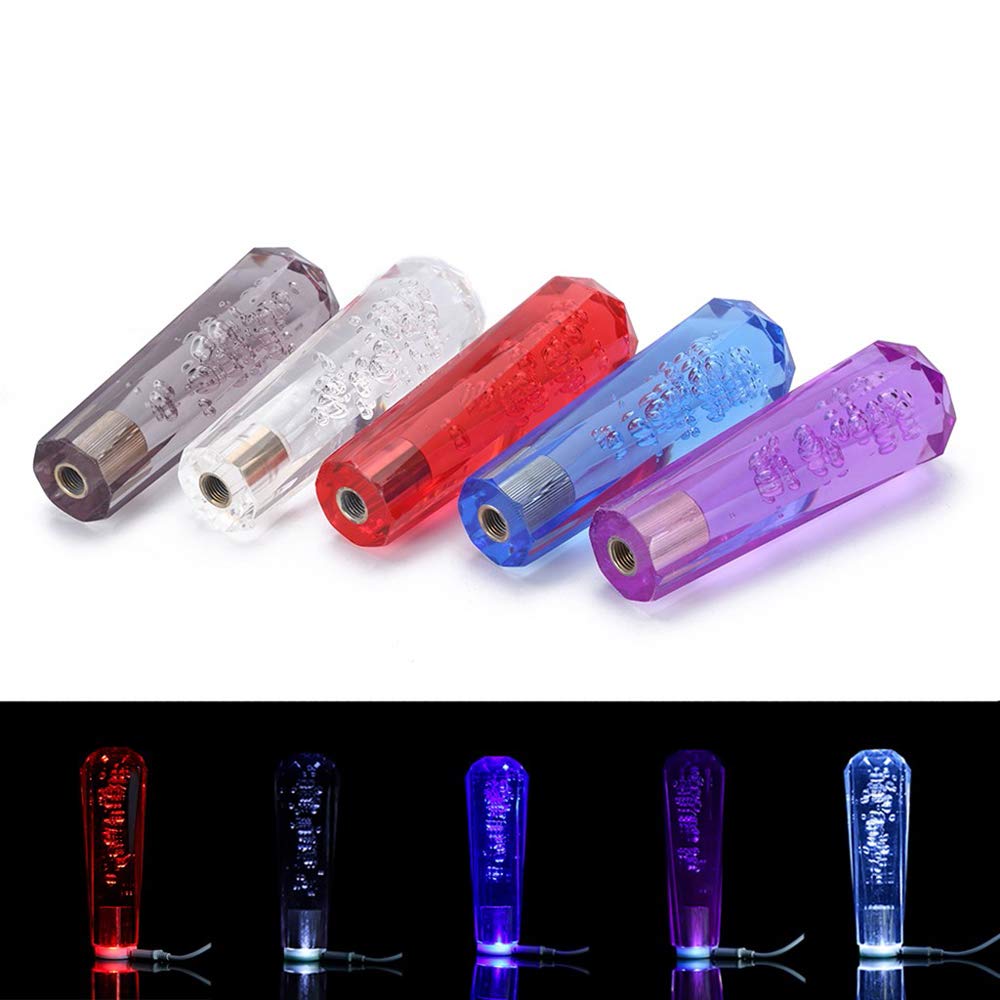 HANSWD Universal Crystal Shift Knob, Foam Included, Octagonal, Bubble, For Gate AT/MT Cars, 3