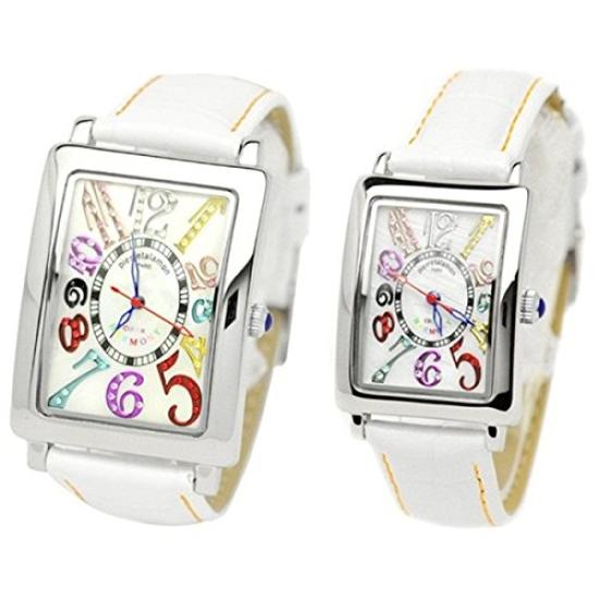 

Pierre Talamont and Pair Watches with Cubic 32mm and White Crocodile and and Men s Women s Zirconia, 24mm, Leather, Silver, PT-9000H-1 PT-9500L-1