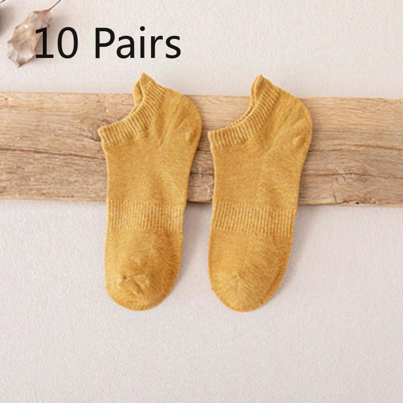 

10 пар мужских носков, однотонные хлопковые короткие носки, носки-подследники с ушками, дышащие однотонные носки-лодочки с резинкой 10 pairs имбирный