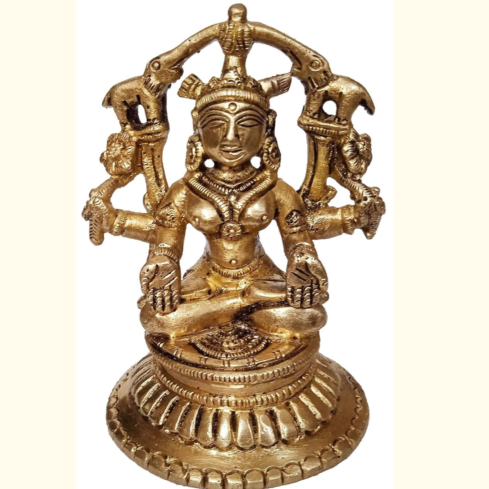 Original Brass Idol Gaja Lakshmi Collectible Statue Maa Laxmi With Elephants