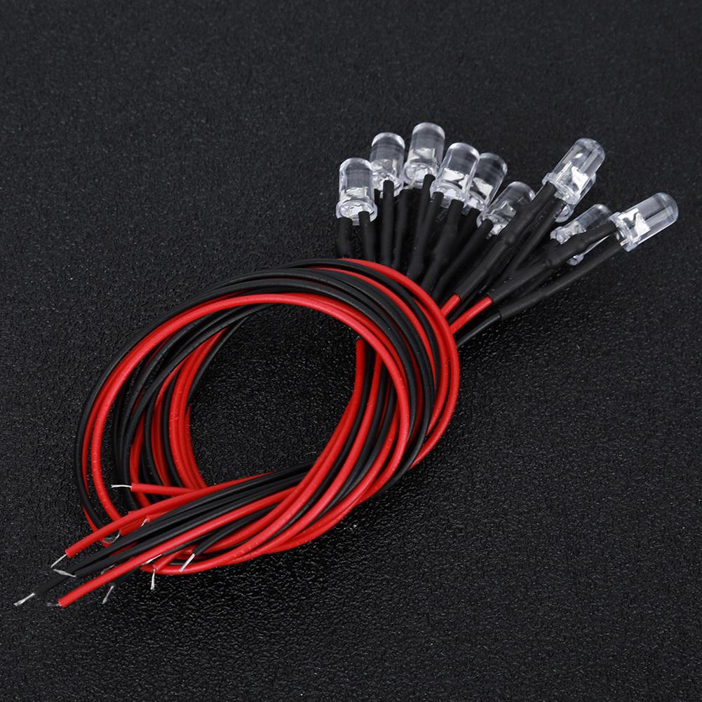 12V Vorverdrahtete Leuchtdiode mit 5mm Rundkopf Highlight Lichtperle Warmweiß