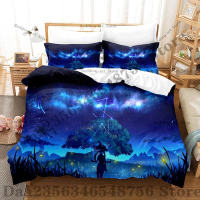 Game Genshin Impact Mona Bedding Set Kawaii Three Piece Set Bed Set Adult Bedroom Duvetcover Sets Anime Bed Sheet Set