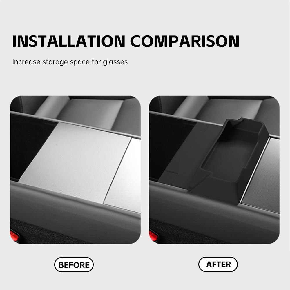 Für Tesla Model Y Juniper 2025 2026 Mittelkonsolen-Brillenfach Silikon-Aufbewahrungsfach Aufbewahrungsbox Auto-Innenraumzubehör