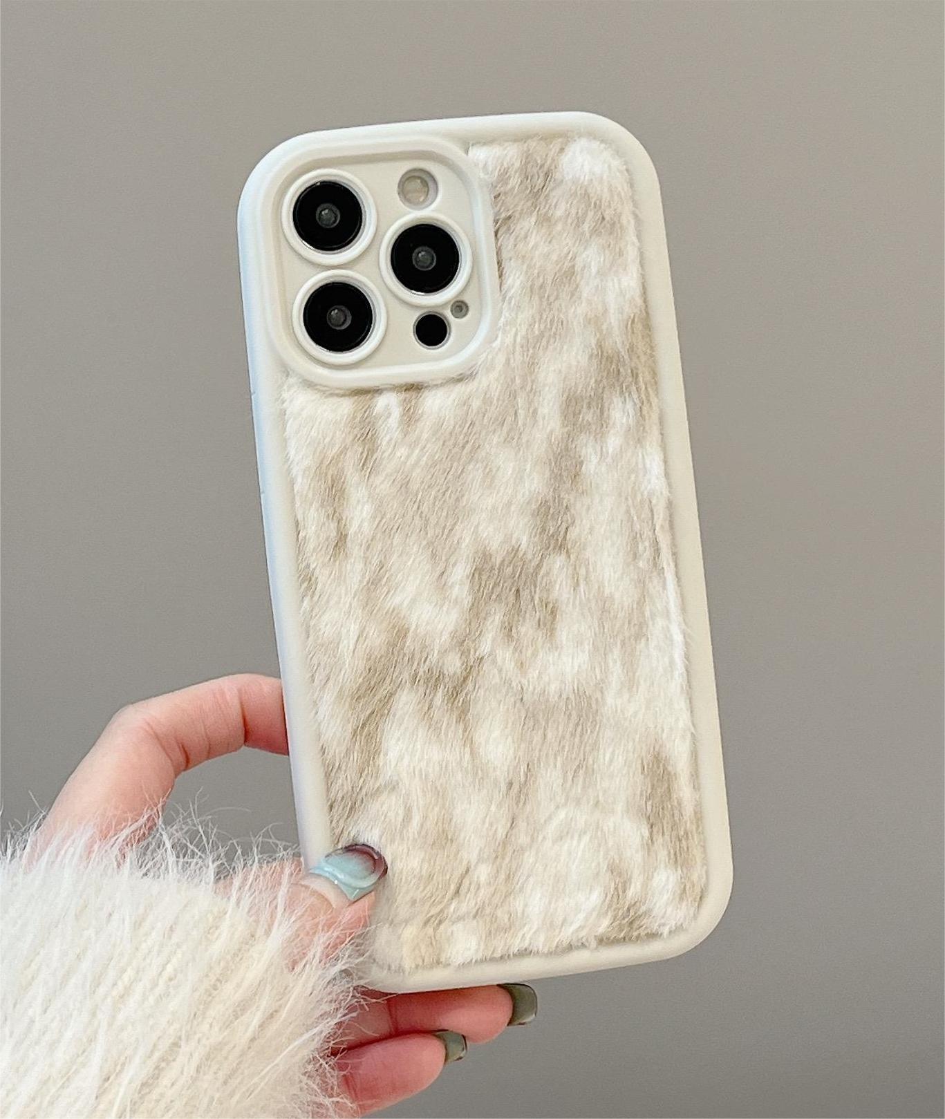 

Теплый пушистый винтажный чехол для телефона с градиентным леопардовым принтом для iPhone 11 12 13 14 15 Pro Max X XR XS 7 8 Plus, мягкая плюшевая задняя крышка For iPhone 15 Pro