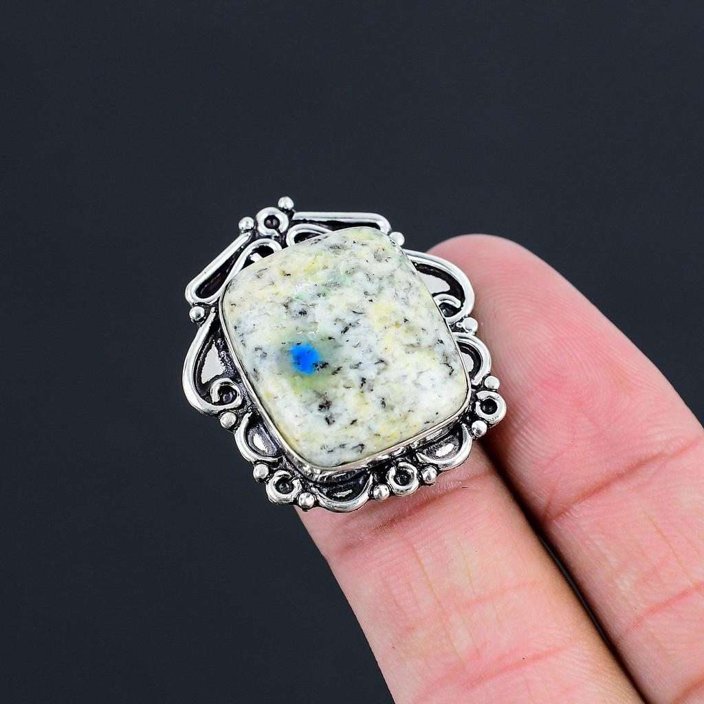 Radiant K2 Jasper Gemstone Sterling Silver Mother Statement Ring Jewelry US 6.5