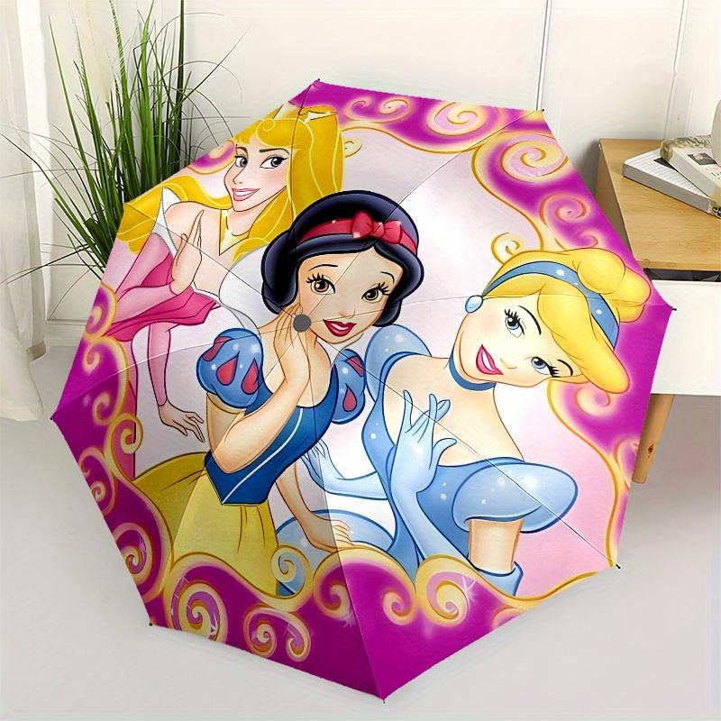 Disney Princess Aurora,Snow White,Cinderella Manual Opening and Closing Umbrella, 43-Rib Reinforced Folding Design, Lightweight