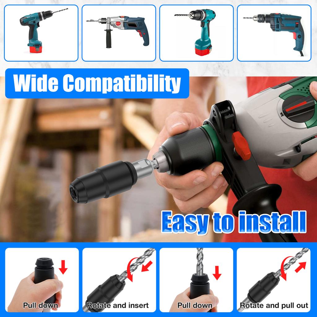 Carbon Steel Drill Bit Adapter for Rotary Hammer Drills Labor Saving Converter Shank Tool Drill Bit Adapter for Concrete and
