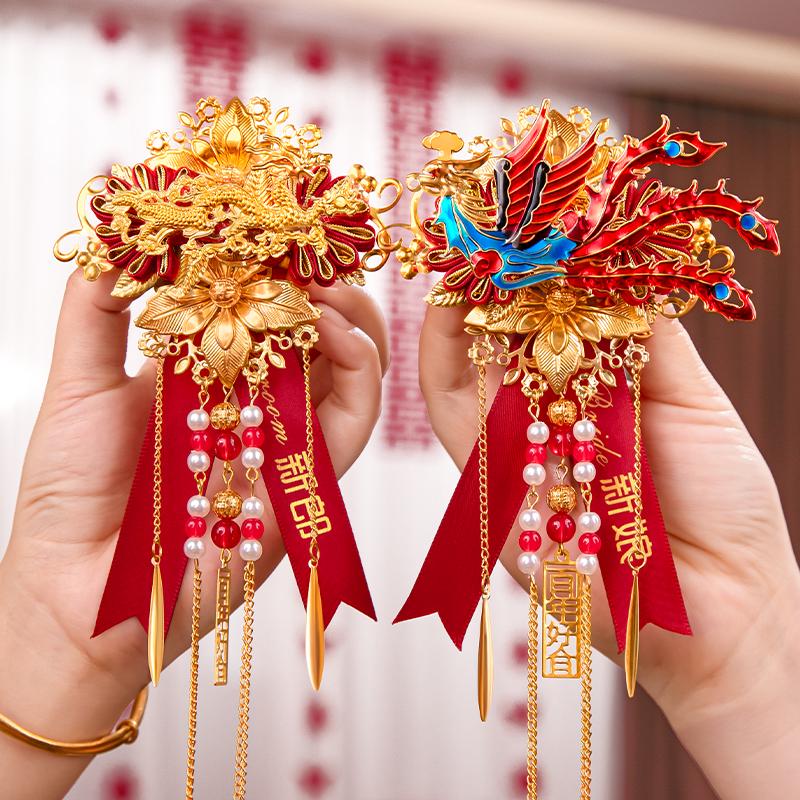 Свадебный набор бутоньерок «Дракон и Феникс»: Бутоньерка для жениха и невесты, Свадебный подарок и принадлежности