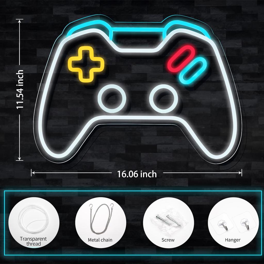 Game Neon Sign Gamepad Shape Signs for Game Room Wall Bedroom Decor, for Boys Gamer Gifts Teen Gaming Zone Party Decor
