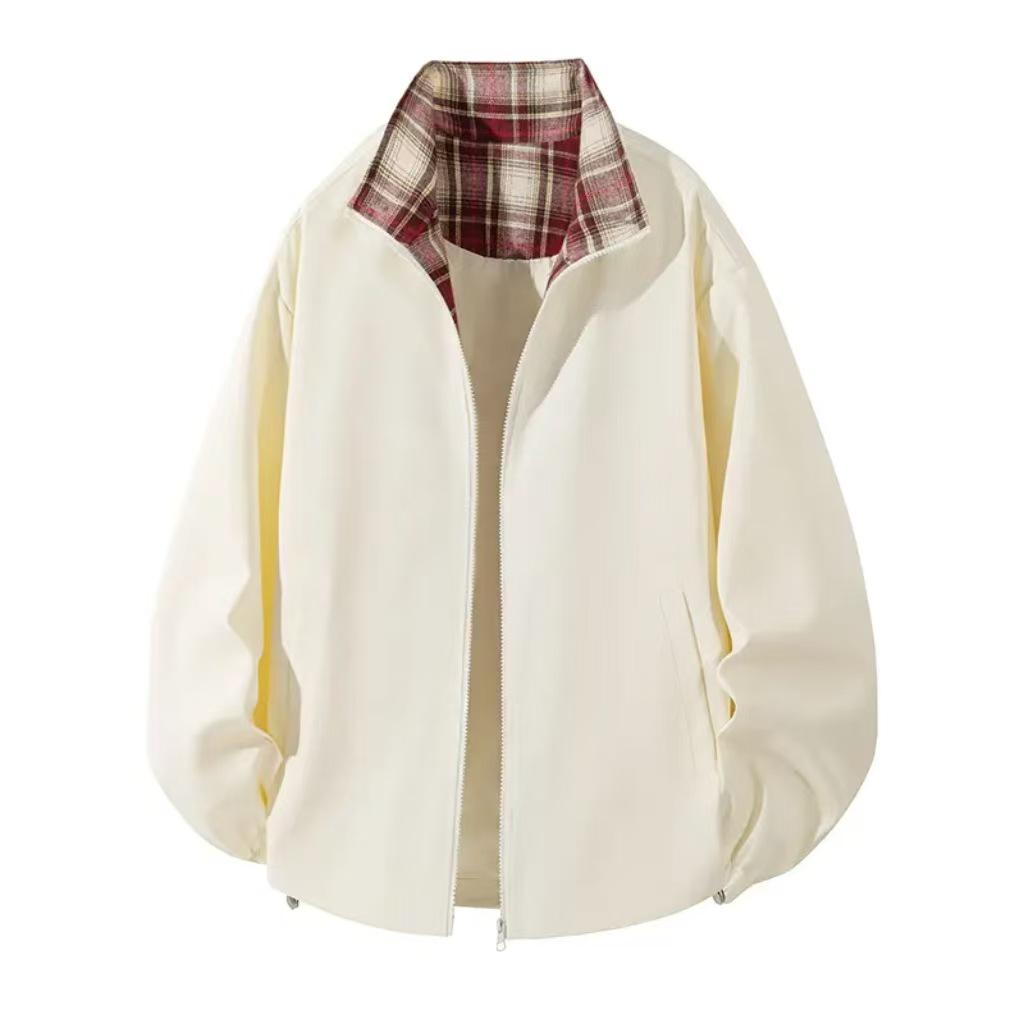 Unisex Retro Plaid Baseball Jacket - Thickened Cotton Padded for Autumn/Winter XL