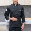 Chef Top Culoare uni Buzunar cu mânecă lungă Ușoară cu două piepte pentru gătit Guler stand Plus Size Mâneci lungi Uniforma de gătit Haine pentru adulți
