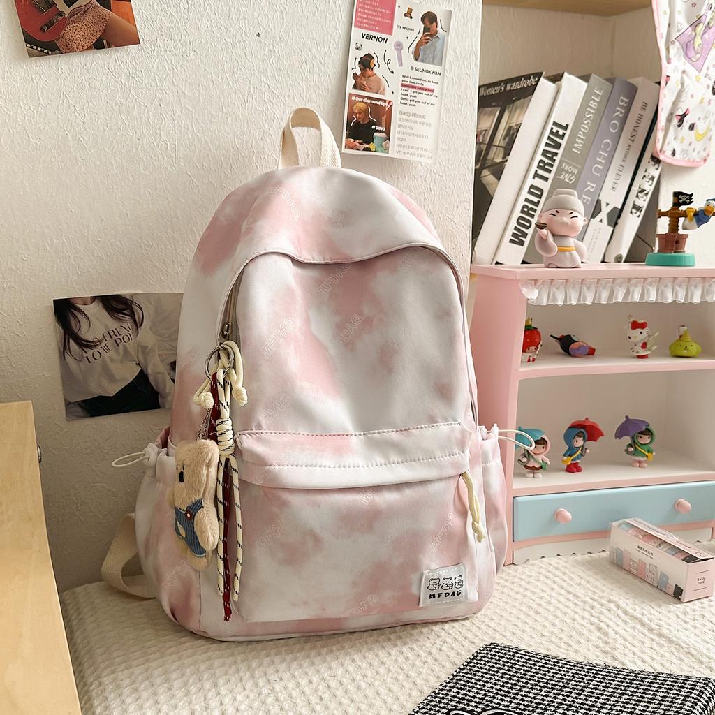 Schoolbag new lightweight casual simple niche tie-dye printing versatile schoolbag junior high school student travel backpack