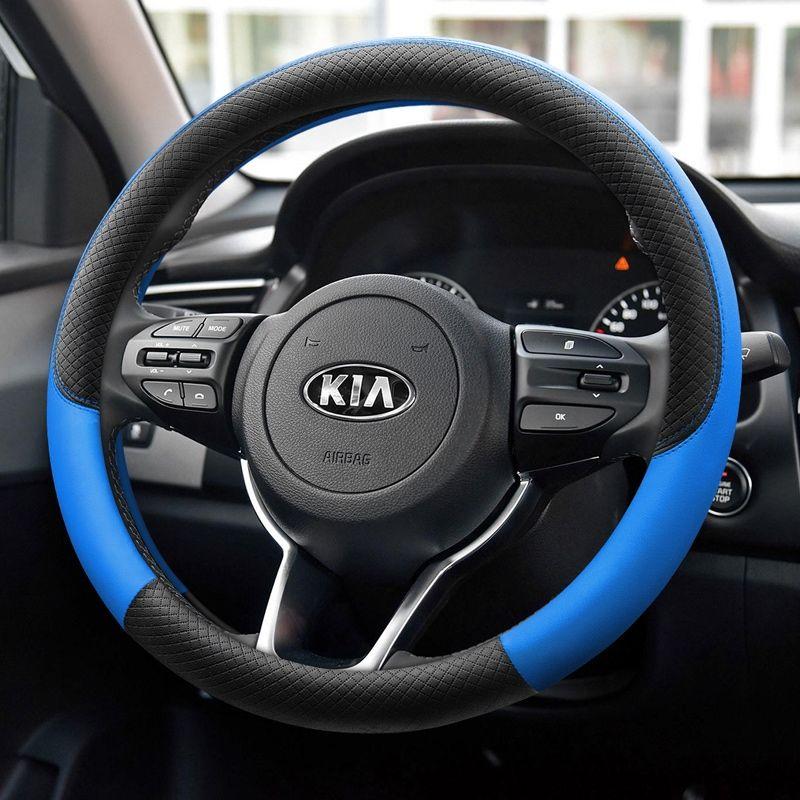 2026 Hot Car Sticker For Kia KX3 Proud Run Steering Wheel Cover Leather Four Seasons Universal Hand Sewing Free Special Grip Cov