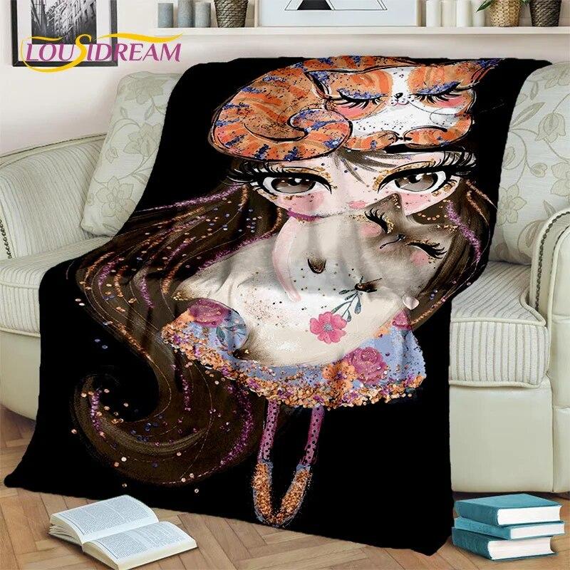 Cartoon Ballerina Fairy Cute Ballet Girl Blanket,soft Throw Blanket for Home Bedroom Bed Sofa Picnic Office Cover Blanket Kids
