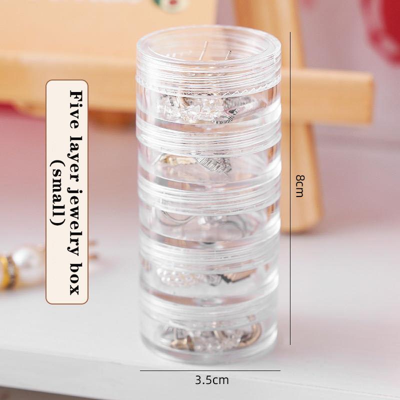 Five-Tier Mini Travel Jewelry Box For Women, Transparent Pill Organizer, Earring Storage Box For Girls;