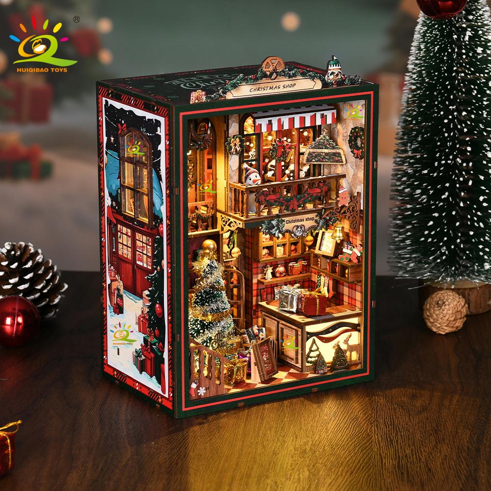 Non-Toxic Vintage 3D Mini Magazin de Crăciun Colecție de Cărți Cameră Diy Scenă de Construcție Desktop Puzzle 3D pentru Adulți Decor Insert pentru Raft Jucării