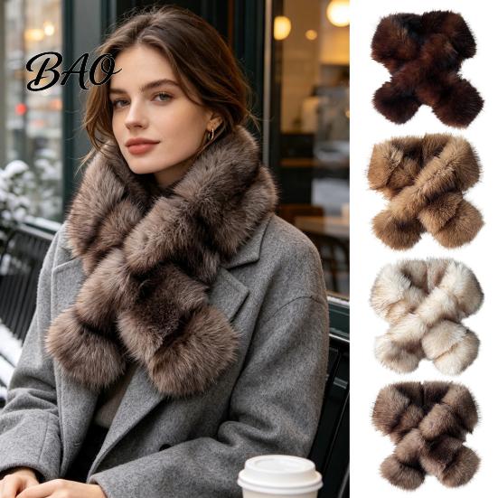 Warm Neck Gaiter for Autumn Faux Mink Wrap Scarf Women, Double-Sided Plush Warmer, Formal Evening Thick Winter Fur Collar, Luxury Soft Stylish Outfit