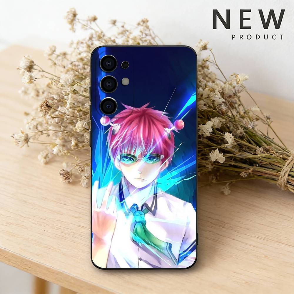 S-Saiki Anime Kusuo Phone Case For Samsung S26,25,24,23,22,30,21,10,9,Ultra,Plus,Lite Black Soft Case