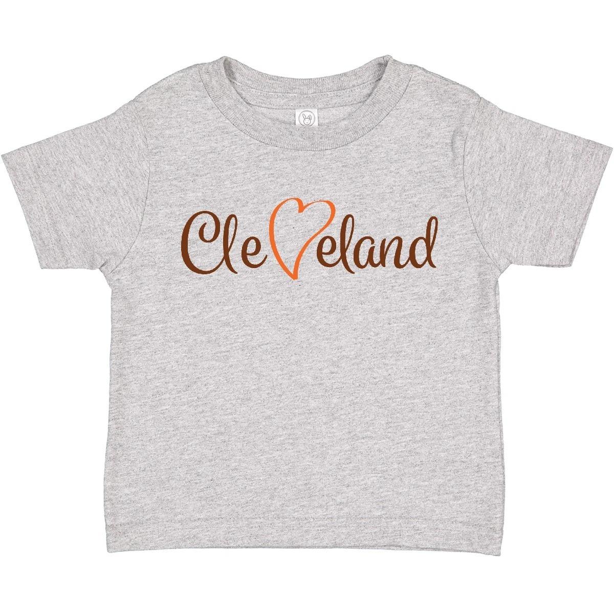 Inktastic Cleveland Heart Cursive Orange Toddler kids boys T-Shirt Ohio Brown Love City 140