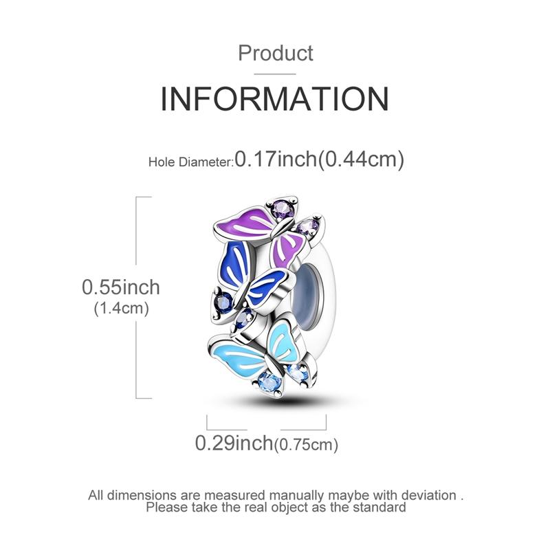 100% Real Copper Charms Bead Luminous Butterfly Dangle Fit Original Bracelet Diy For Woman Jewelry Party