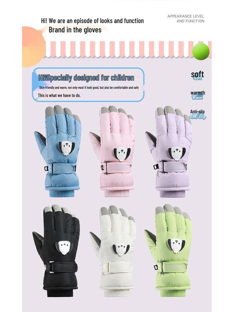 Windproof Waterproof Fleece-Lined Touchscreen Winter Ski Gloves for Kids, Women, Men - Ideal for Outdoor Activities