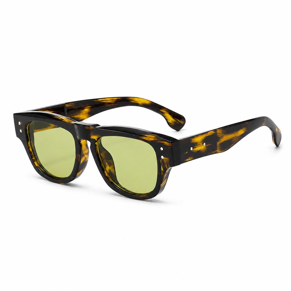 Retro Bold Square Sunglasses Unisex Black Rivet Decor UV400 Protection Fashion Shades Men Women Trendy Daily Outdoor Sun Glasses