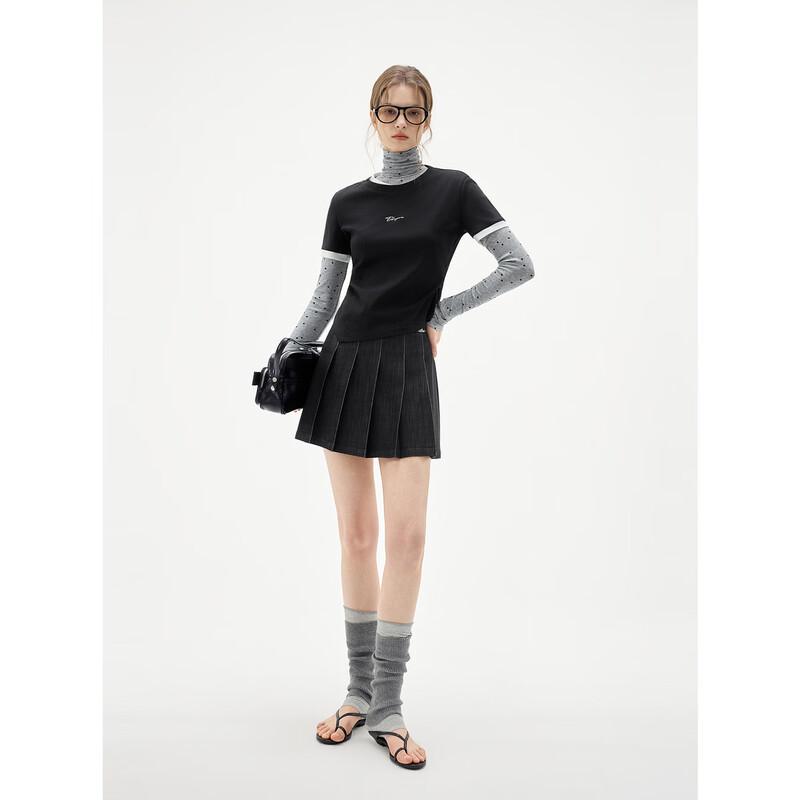 ELLE Women's Pleated A-line Mini Skirt