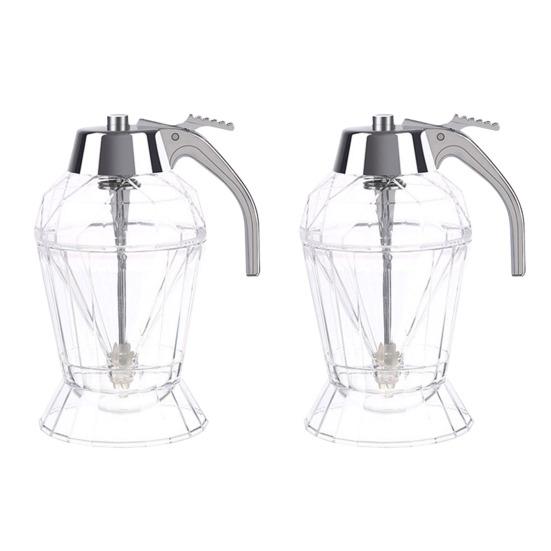 Syrup Dispenser Plastic with One-Hand Operation Honey Dispenser Press Type Honey Maple Syrup Bottle for Kitchen