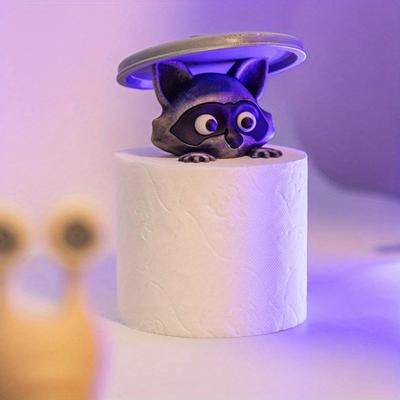 Niedlicher Waschbär-Tier-förmiger Toilettenpapierhalter, Lustiger Toilettenpapierhalter Stehend Badezimmer-Papierhandtuchhalter zur Dekoration
