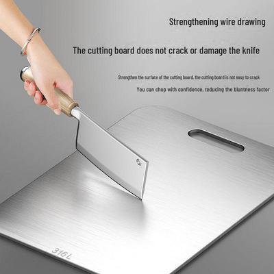 Antibacterial 316 Stainless Steel Double-Sided Cutting Board - Large, Thick, and Mildew-Proof