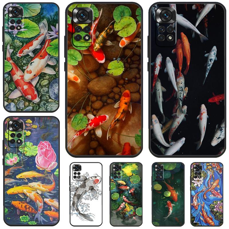 Koi Carp Fish Painting Case For Xiaomi Redmi Note 12 11 8 9 10 13 Pro 12S 11S 10S 9S Redmi 13C 9C 10C 12C Cover