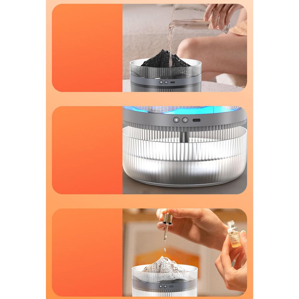2L Volcano Aromatherapy Diffuser Multi-function Flame Humidifier Large Capacity Large Mist Diffuser