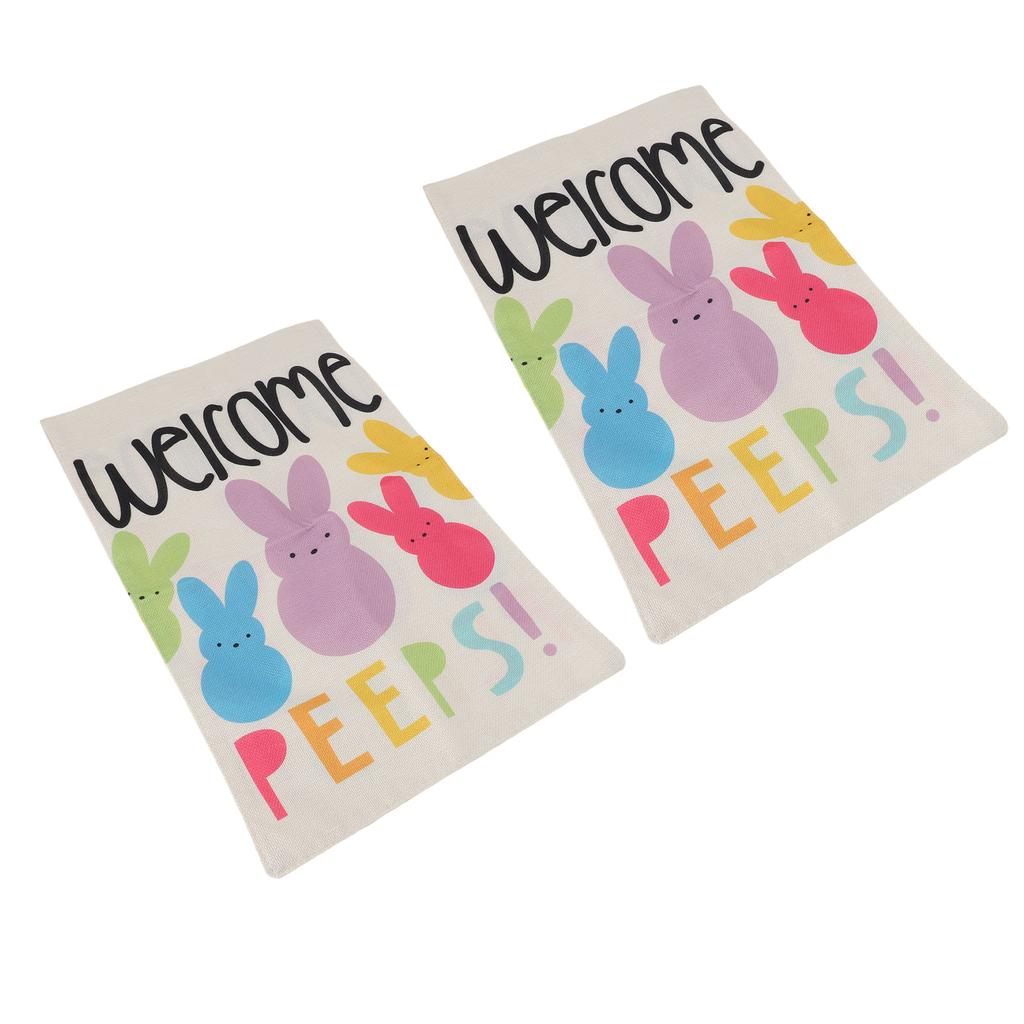2Pcs Easter Garden Flag Polyester Weatherproof 2 Sided Decorative Bunny Yard Flag for Patio Terrace