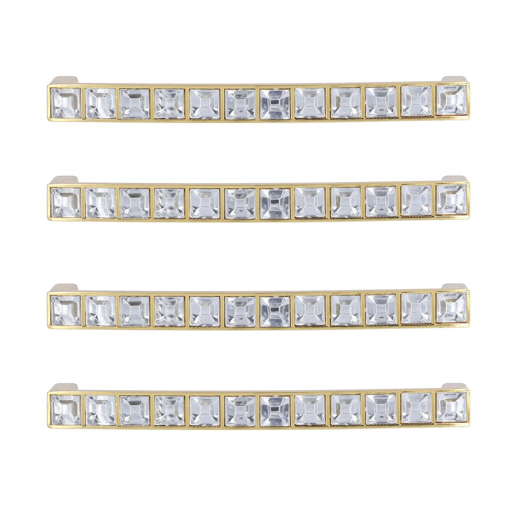 4 ks/sada Křišťálová rukojeť Moderní dvířka skříňky Diamanty Dvojitá rozteč děr 128 mm Knoflík zásuvky