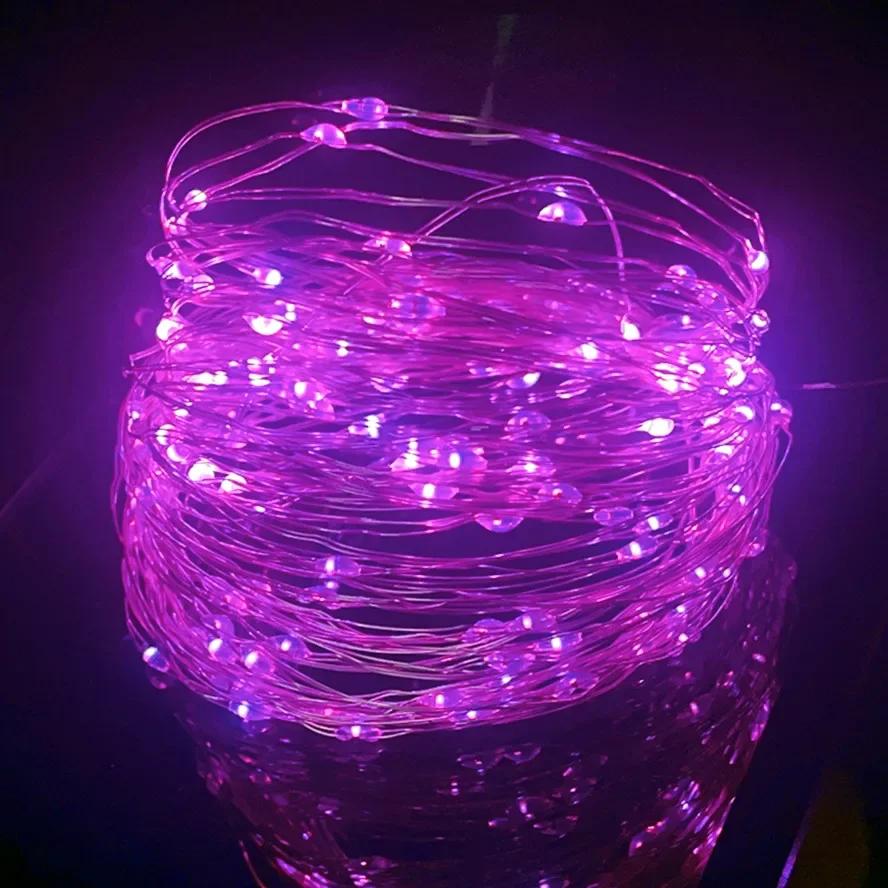 10PCS 10/20M Fairy Lights Měděná stříbrná drátěná krabička na baterie LED řetězová světla pro vánoční ložnici Party Svatební dekorace Dárky
