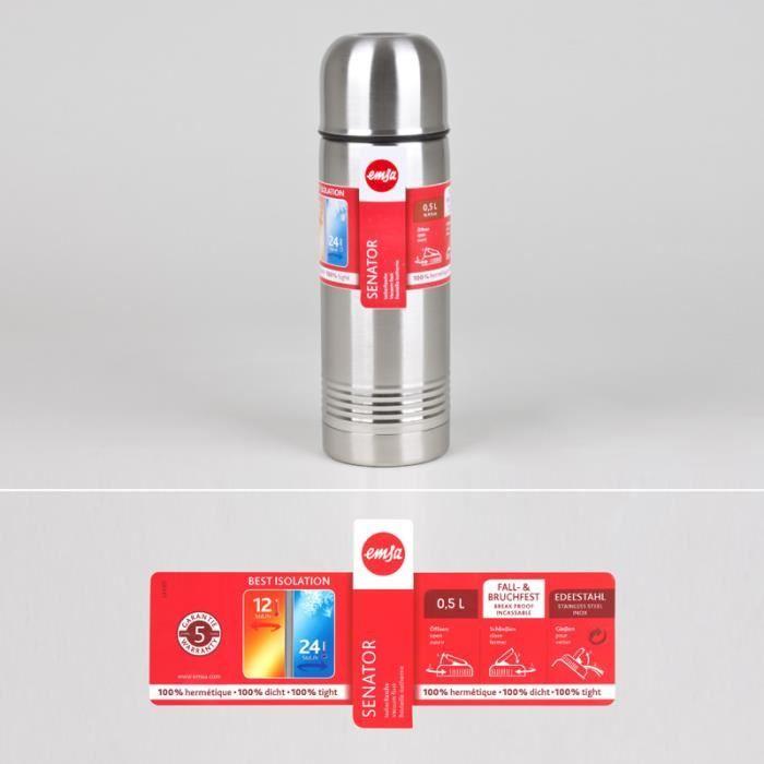 Thermos - emsa - senator - 0,50l - acier inoxydable - gris - mixte