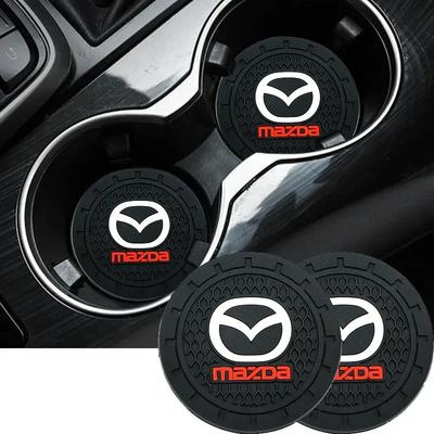 2PCS Car Interior Decoration Water Cup Coaster Non-slip Mat For Mazda 3 Axela Mazda 6 Atenza CX-5 CX5 Accessories GF2