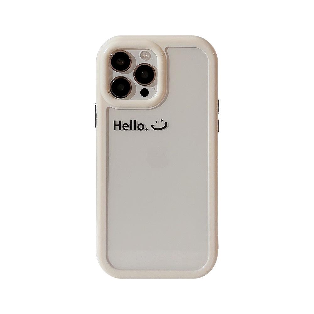 Applicable To 16ProMax Mobile Phone Case 15 Minimalist English Smiling Face IPhone 13 Acrylic 12 Apple 11 Magnetic 16