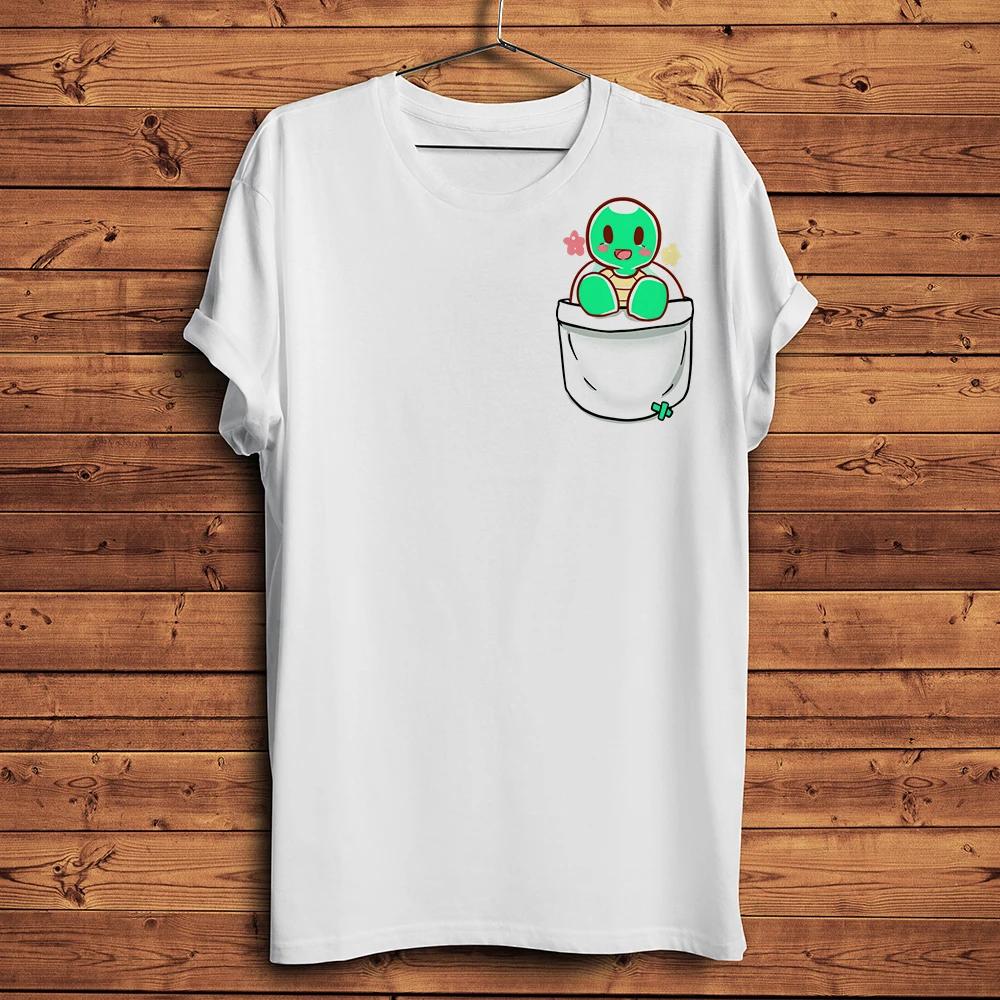 

Cute Turtle in Pocket Funny 3d Vision TshirtUnisex Summer New White Casual Short Sleeve Streetwear TShirtUnisex Tee Breathable S