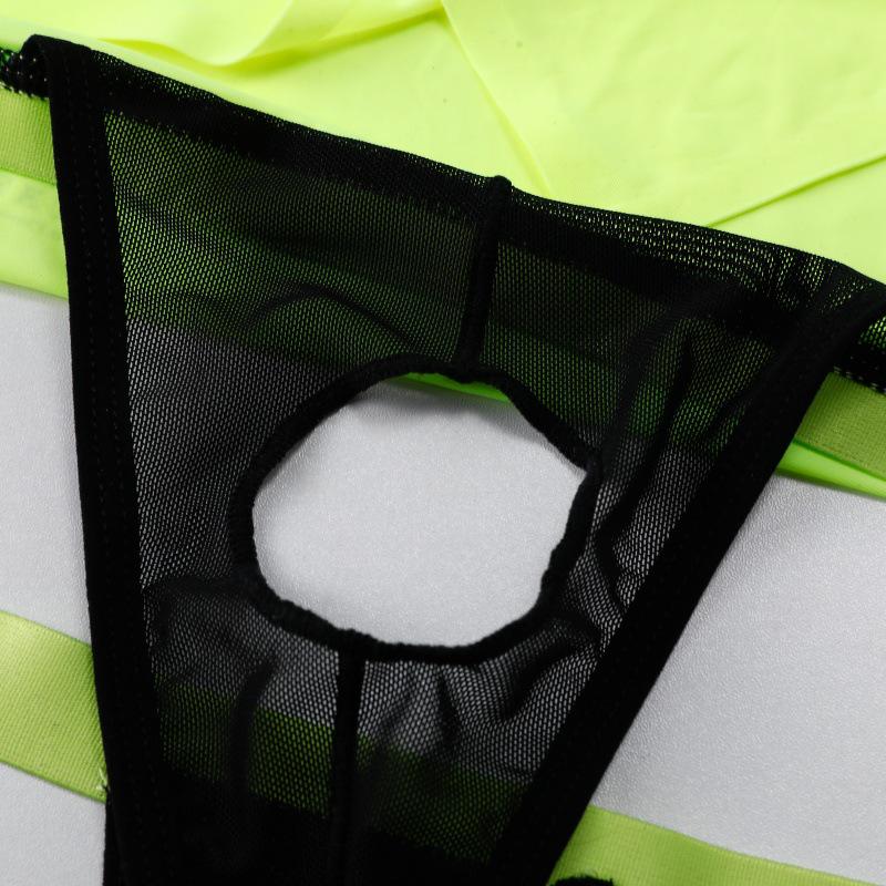 Men's Low-Waist Sexy Nylon Ice Silk Mesh T-Back Briefs