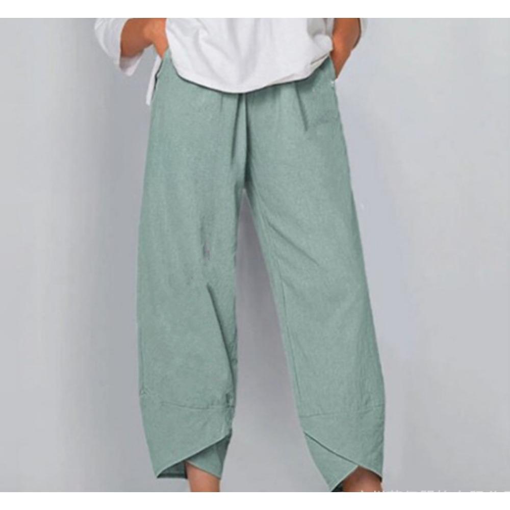Summer Women's Pants Elastic Waist Cotton Loose Casual Pants