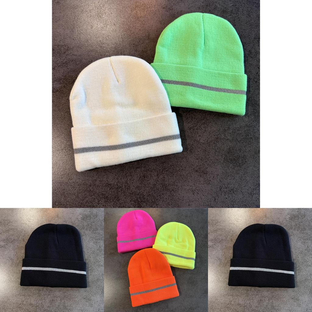 Mens Knitted Hat With Reflective Details For Winter Warmth Stylish Cold Weather Headgear