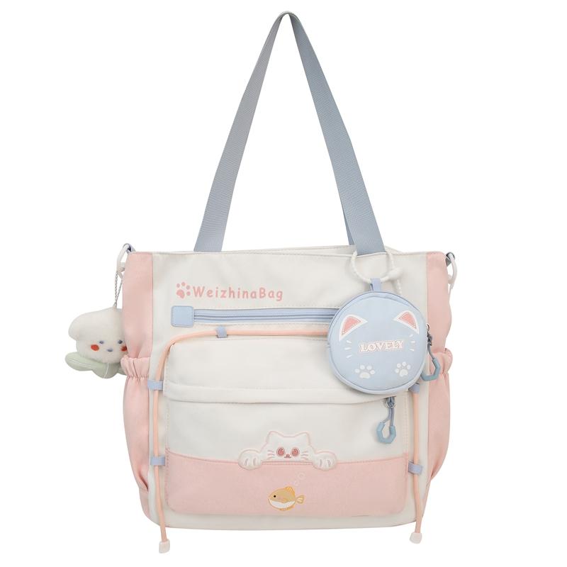 

Женская сумка через плечо большой емкости, школьная сумка, сумка для учебников, сумка через плечо розовый