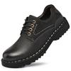 Leather Big Head Stitched Leather Shoes Wide Head Round Head Retro Polished Tooling Shoes Martin Breathable Casual Men's Shoes