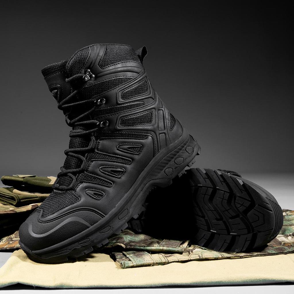 Men's Tactical Breathable Outdoor Combat Boots - Wear-Resistant, Large Size