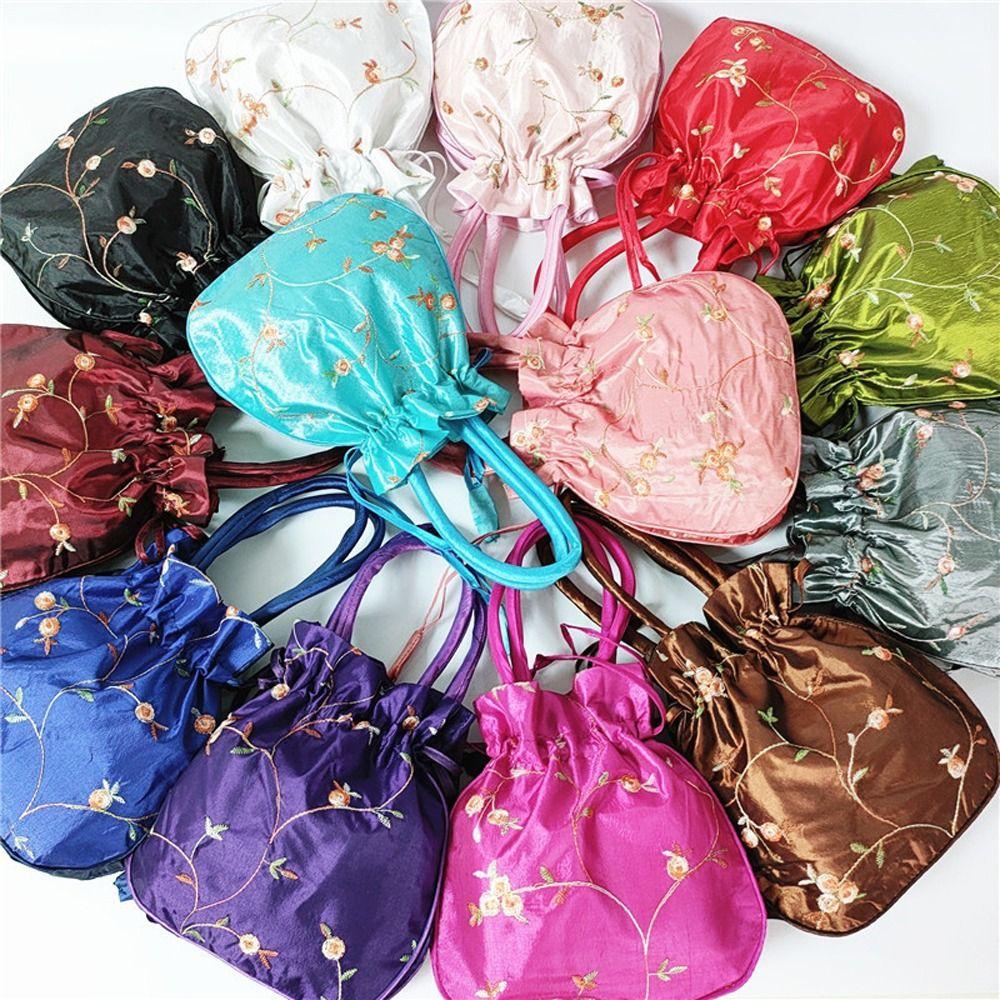 Cosmetic Bag Hanfu Drawstrings Bags Small Storage Bags Jewerly Packing Bag Women Flower Handbags