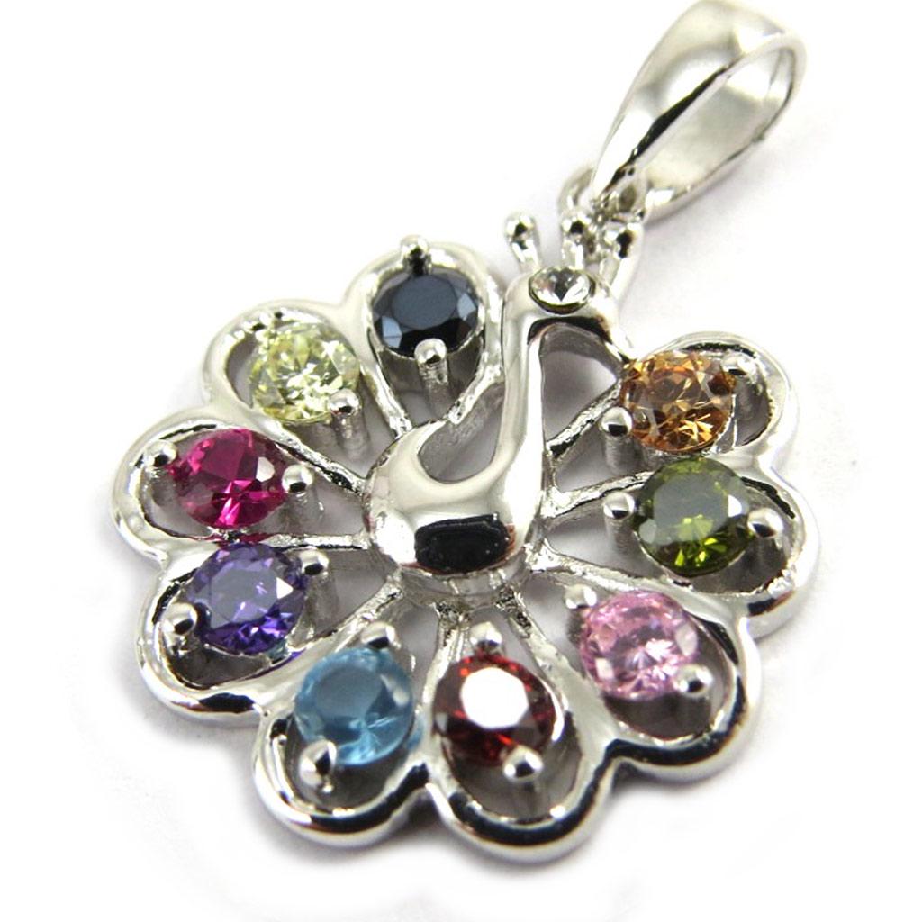 Les Trésors De Lily [M1734] - Stříbrný přívěsek 'Peacock' tutti frutti